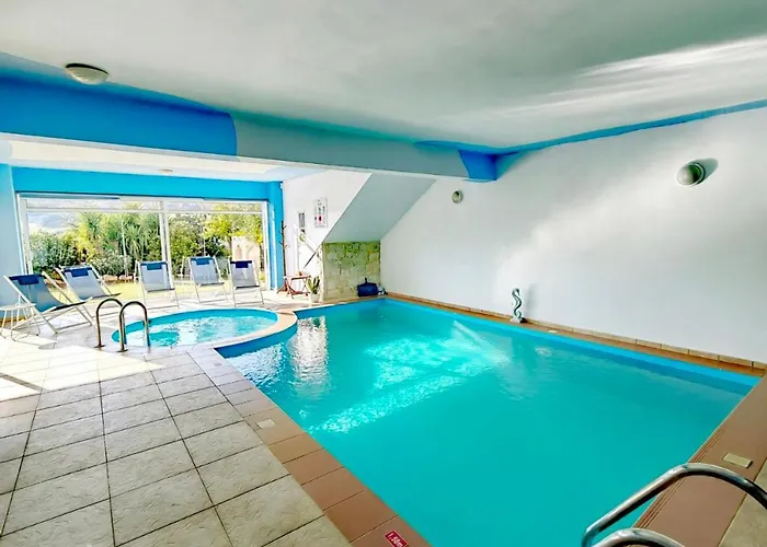 White Blue Spa Pool Luxury Villa